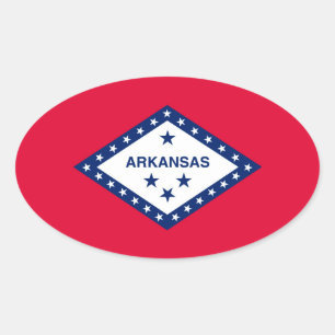 Pegatina Ovalada Diseño de la bandera del estado de Arkansas
