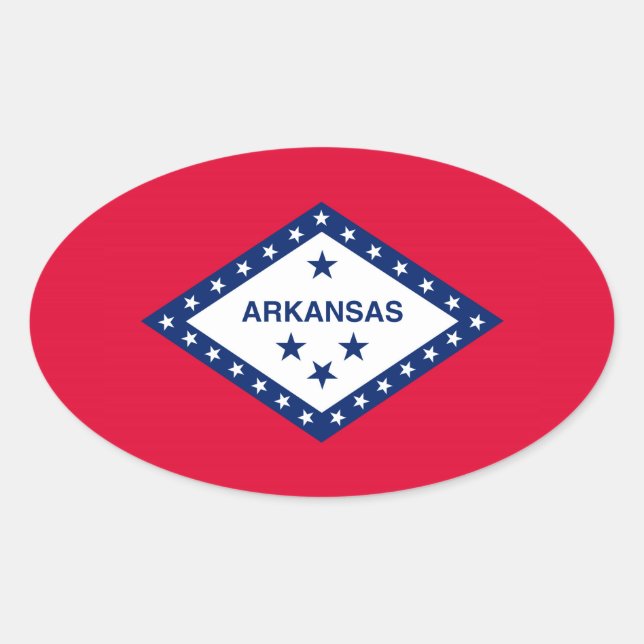 Pegatina Ovalada Diseño de la bandera del estado de Arkansas (Anverso)