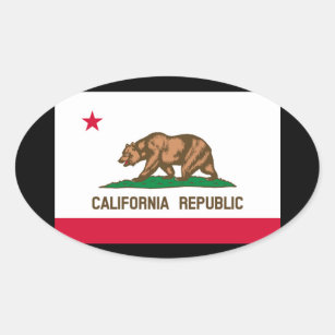 Pegatina Ovalada Diseño de la bandera del estado de California