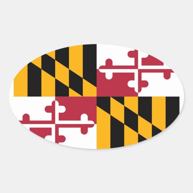 Pegatina Ovalada Diseño de la bandera del estado de Maryland (Anverso)