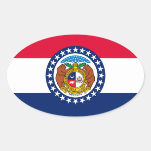 Pegatina Ovalada Diseño de la bandera del estado de Misuri