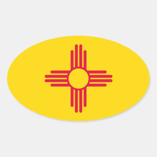 Pegatina Ovalada Diseño de la bandera del estado de New México