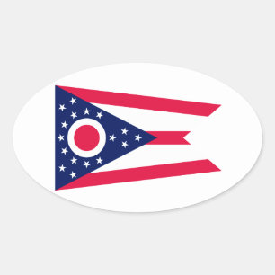 Pegatina Ovalada Diseño de la bandera del estado de Ohio