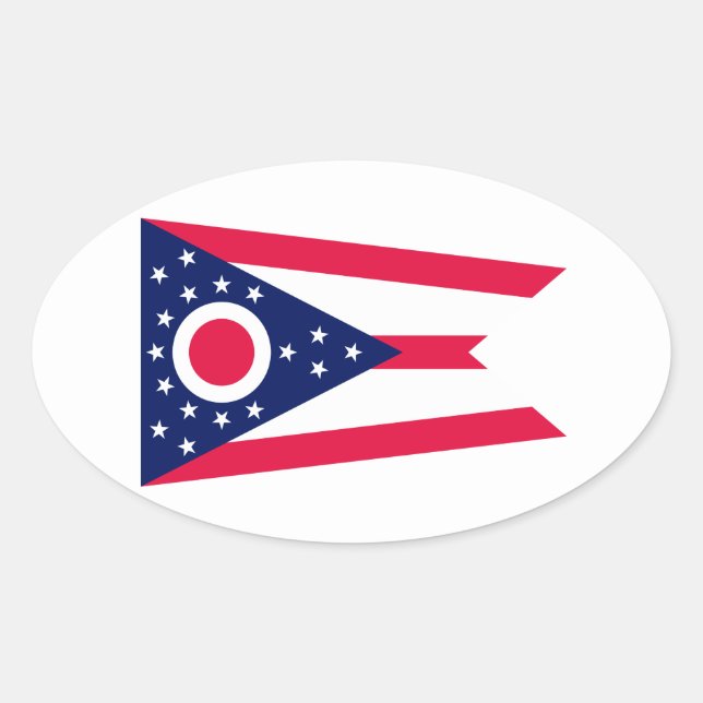 Pegatina Ovalada Diseño de la bandera del estado de Ohio (Anverso)