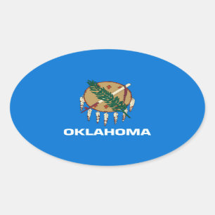 Pegatina Ovalada Diseño de la bandera del estado de Oklahoma