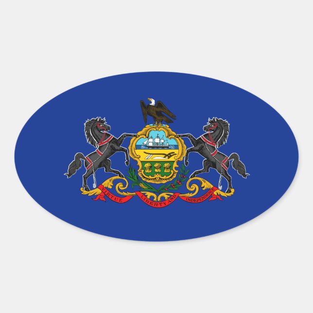 Pegatina Ovalada Diseño de la bandera del estado de Pennsylvania (Anverso)