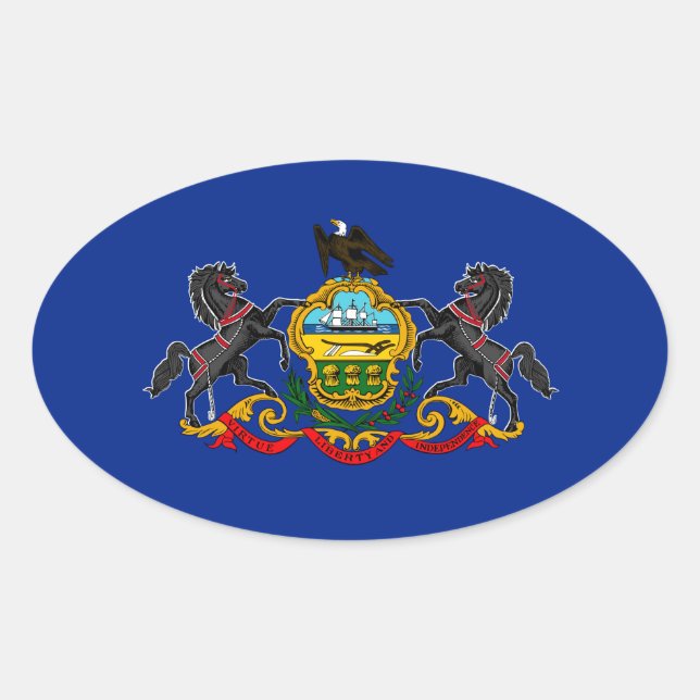 Pegatina Ovalada Diseño de la bandera del estado de Pennsylvania (Anverso)