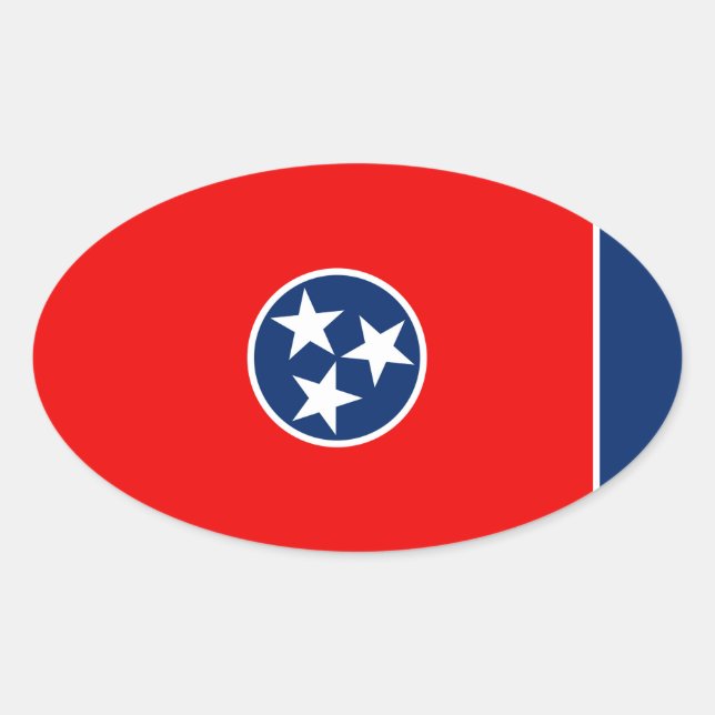 Pegatina Ovalada Diseño de la bandera del estado de Tennessee (Anverso)