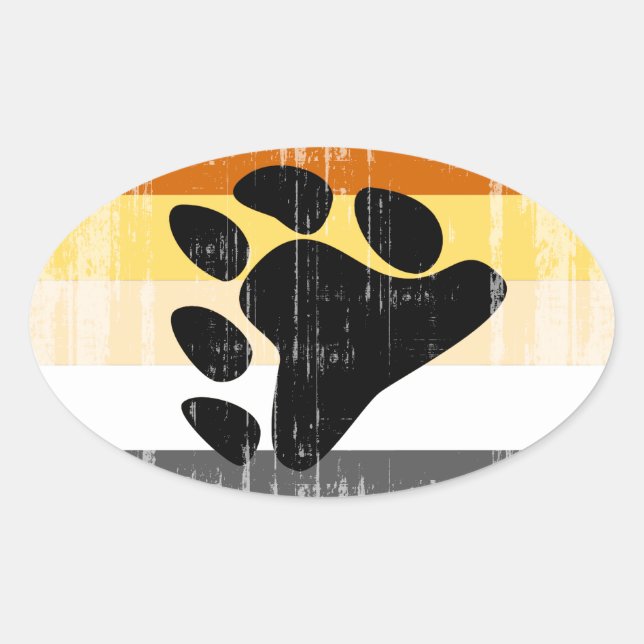 PEGATINA OVALADA DISEÑO DE LA BANDERA DEL ORGULLO DEL OSO (Anverso)