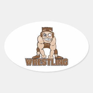 Pegatina Ovalada diseño de lucha libre loco