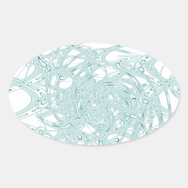 Pegatina Ovalada Diseño de luz verde en blanco (Anverso)