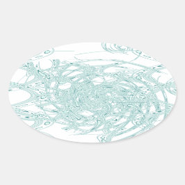 Pegatina Ovalada Diseño de luz verde en blanco