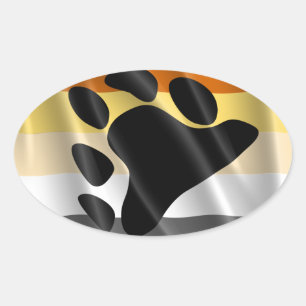 PEGATINA OVALADA DISEÑO DE OLA DE ORGULLO DE OSO