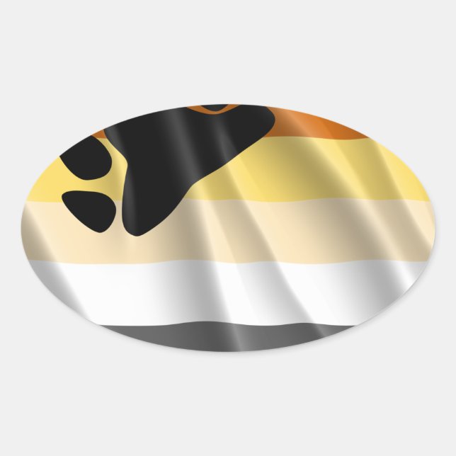 PEGATINA OVALADA DISEÑO DE ONDA DE LA BANDERA DEL ORGULLO DEL OSO (Anverso)