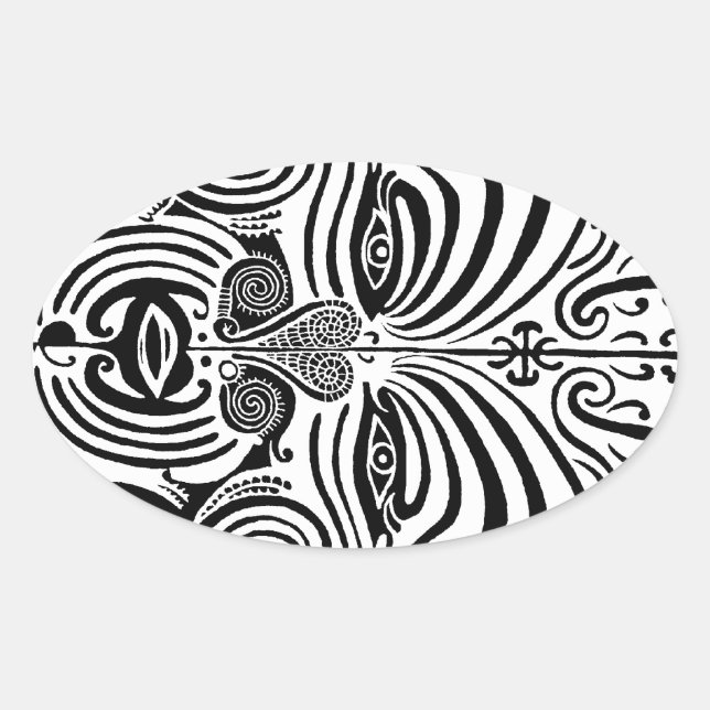 Pegatina Ovalada Diseño de tatuajes tribales - Maorí neozelandés (Anverso)