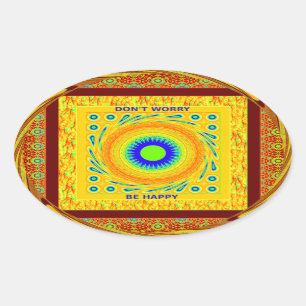 Pegatina Ovalada Diseño de vectores de color tradicional africano r