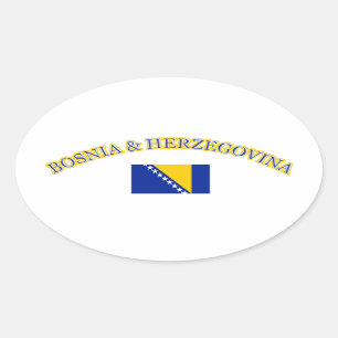 Pegatina Ovalada Diseño del fútbol de Bosnia y Herzegovina