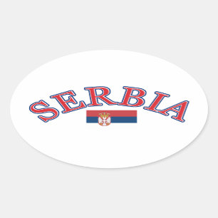 Pegatina Ovalada Diseño del fútbol de Serbia