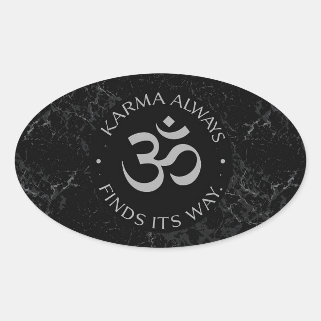 Pegatina Ovalada Diseño espiritual de Karma Om - Colección de menta (Anverso)