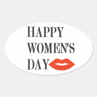 Pegatina Ovalada Diseño Feliz Día de la Mujer Divertido