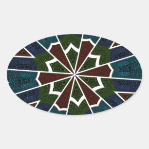 Pegatina Ovalada Diseño inspirado en sari con detalles intrincados