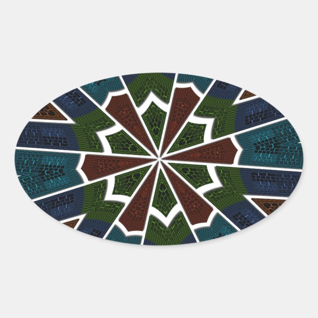 Pegatina Ovalada Diseño inspirado en sari con detalles intrincados (Anverso)