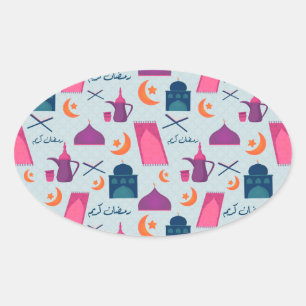 Pegatina Ovalada Diseño islámico festivo de Ramadán