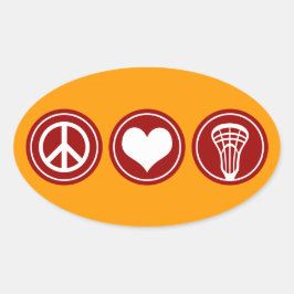 Pegatina Ovalada Diseño Lacrosse de Peace Love