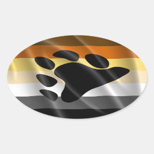 PEGATINA OVALADA DISEÑO ONDULADO DEL ORGULLO DEL OSO