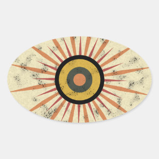 Pegatina Ovalada Diseño Retro Boho de Estallido Solar