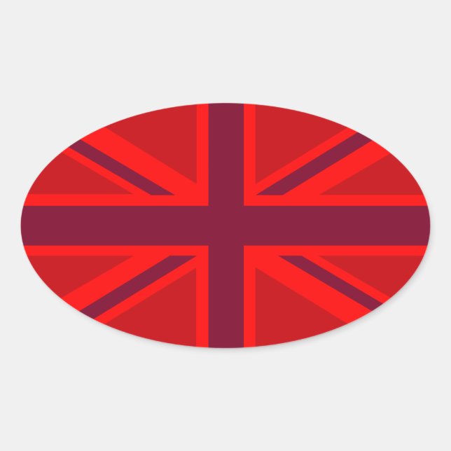 Pegatina Ovalada Diseño rojo de Union Jack del acento (Anverso)