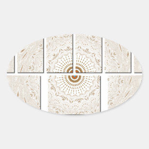 Pegatina Ovalada Diseño tonal geométrico beige neutro minimalista