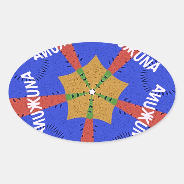 Pegatina Ovalada Diseño tribal africano: Hakuna Matata (Anverso)