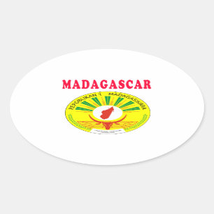Pegatina Ovalada Diseños De Escudo De Armas De Madagascar