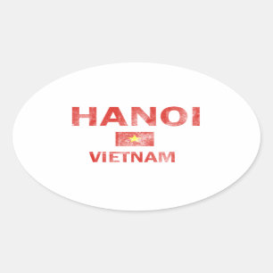 Pegatina Ovalada Diseños de Hanoi Vietnam
