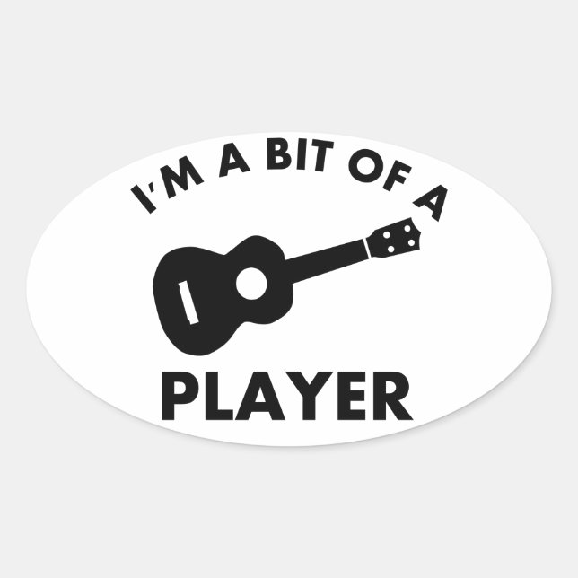 Pegatina Ovalada Diseños de instrumentos musicales de Ukelele (Anverso)
