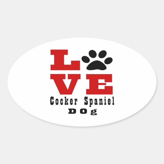 Pegatina Ovalada Diseños de perros de Cocker Spaniel Love (Anverso)