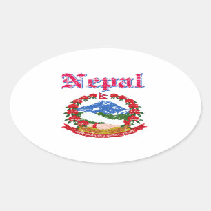 Pegatina Ovalada Diseños del escudo de armas de Nepal