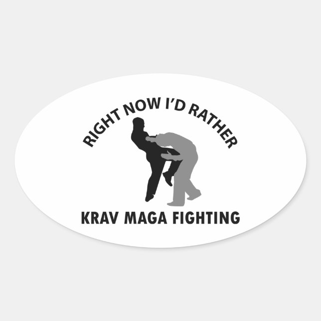 Pegatina Ovalada diseños interesantes de Krav Maga (Anverso)