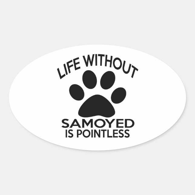 PEGATINA OVALADA DISEÑOS SAMOYED (Anverso)