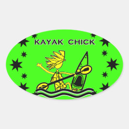 Pegatina Ovalada Diseños y cosas de Kayak Chick