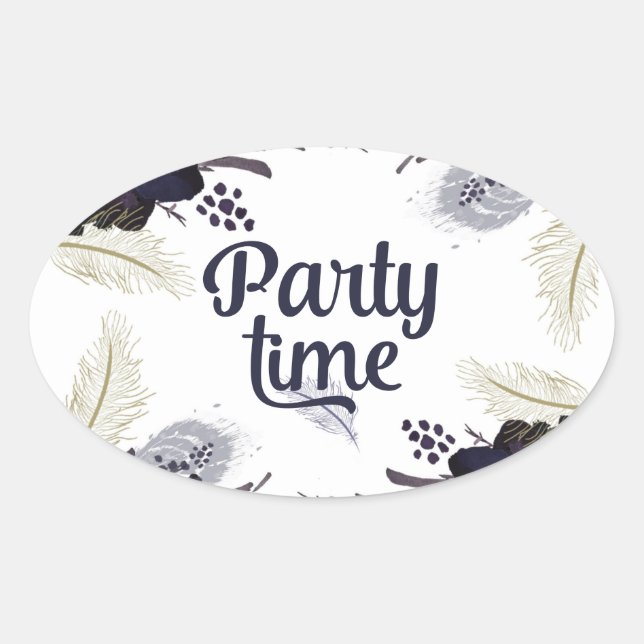 Pegatina Ovalada Disfraces de Halloween y cócteles Bash de máscaras (Anverso)