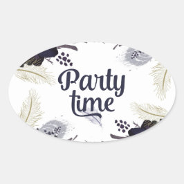 Pegatina Ovalada Disfraces de Halloween y cócteles Bash de máscaras