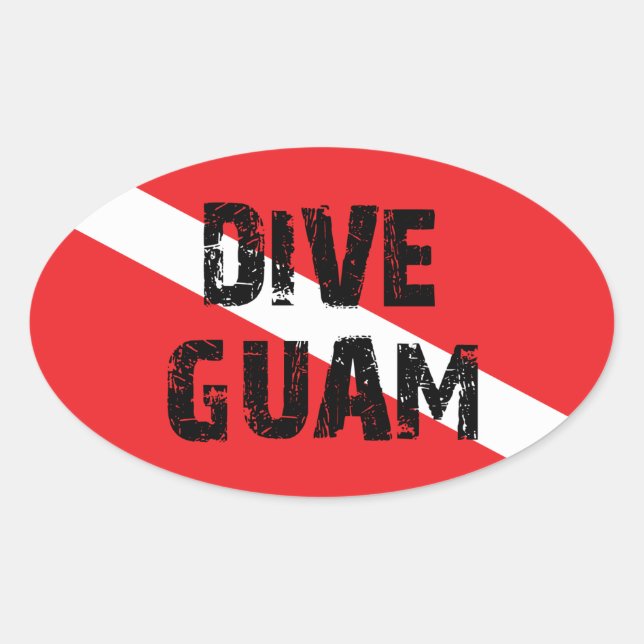 Pegatina Ovalada Dive Guam (Anverso)