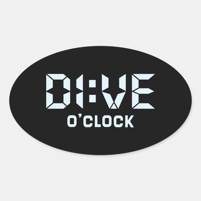 Pegatina Ovalada Dive O'Clock (Anverso)