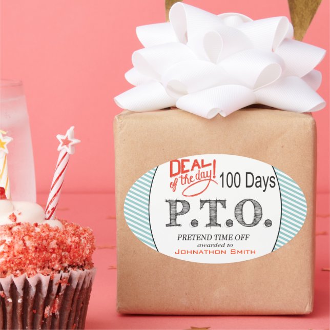 Pegatina Ovalada Divertidas felicitaciones promovidas para presumir (Fiesta)