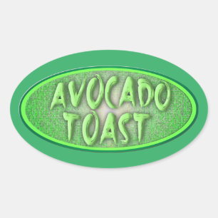 Pegatina Ovalada Divertido aguacate Toast Love Retro Decal