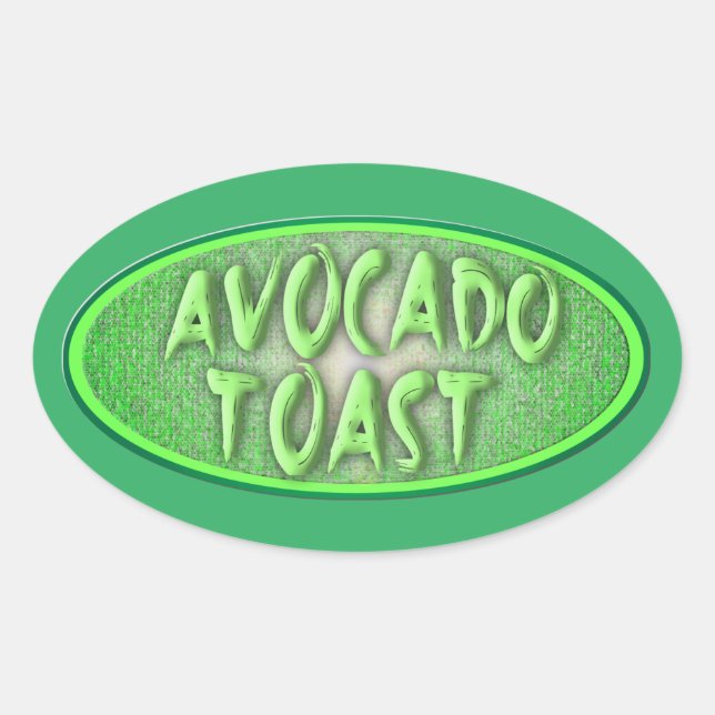 Pegatina Ovalada Divertido aguacate Toast Love Retro Decal (Anverso)