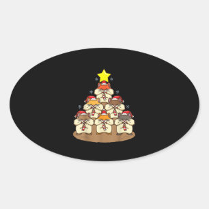 Pegatina Ovalada Divertido árbol de Navidad Hamster