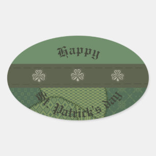 Pegatina Ovalada Divertido grunge irlandés afortunado shamrock